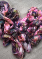 Hand dyed mohair, lace weight yarn, colour Garden Party.