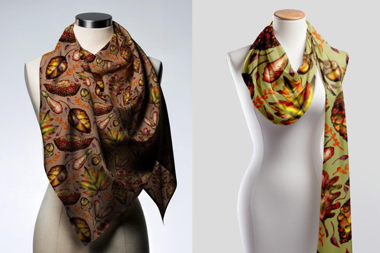AUTUMN TREASURES SILK SCARF