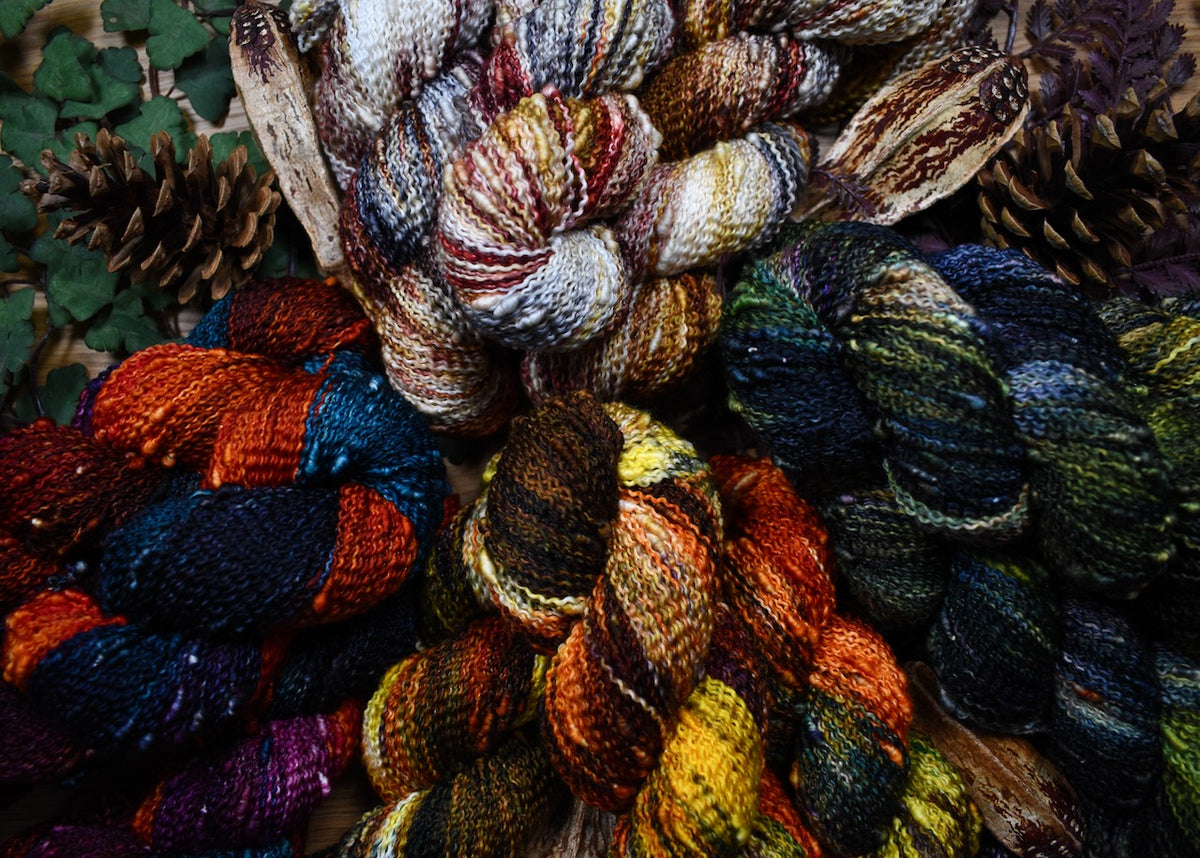 Hand Dyed Merino Yarn | Boucle Sock Weight | Essence of Autumn Yarn