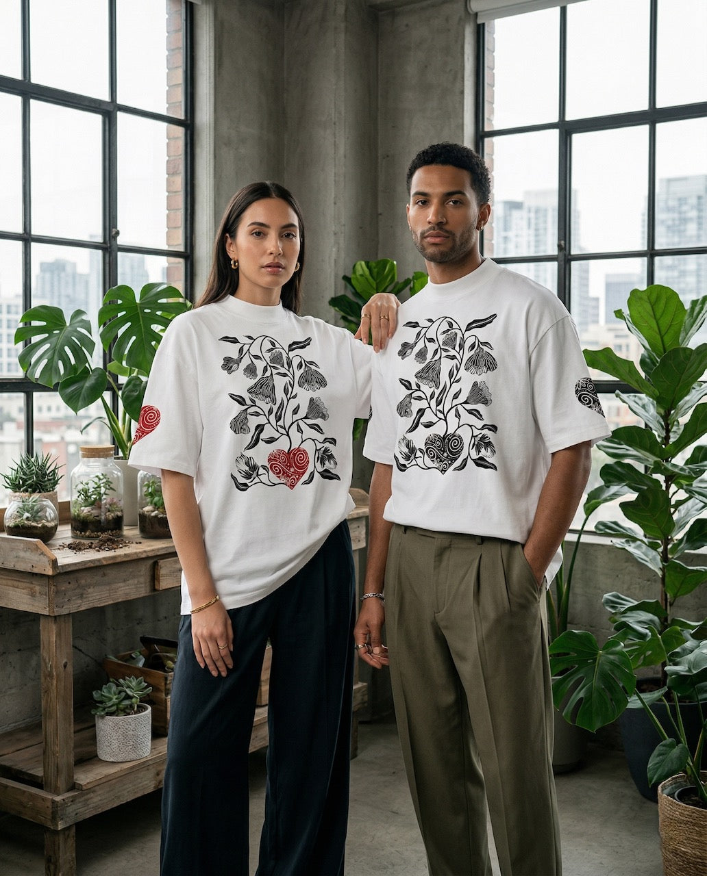 BOTANICAL SOUL ORGANIC COTTON HIGH NECK T-SHIRT