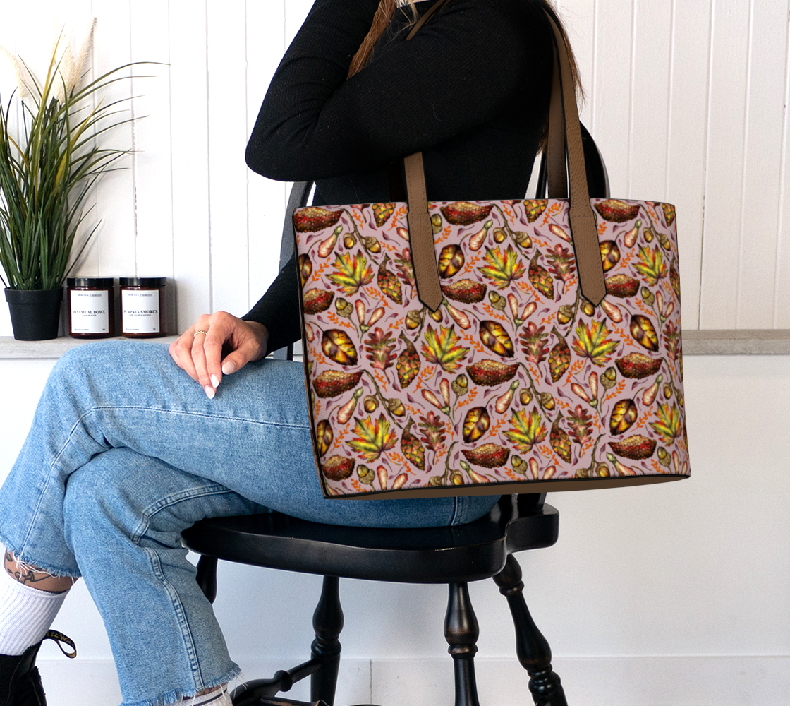 AUTUMN TREASURES VEGAN LEATHER TOTE BAG
