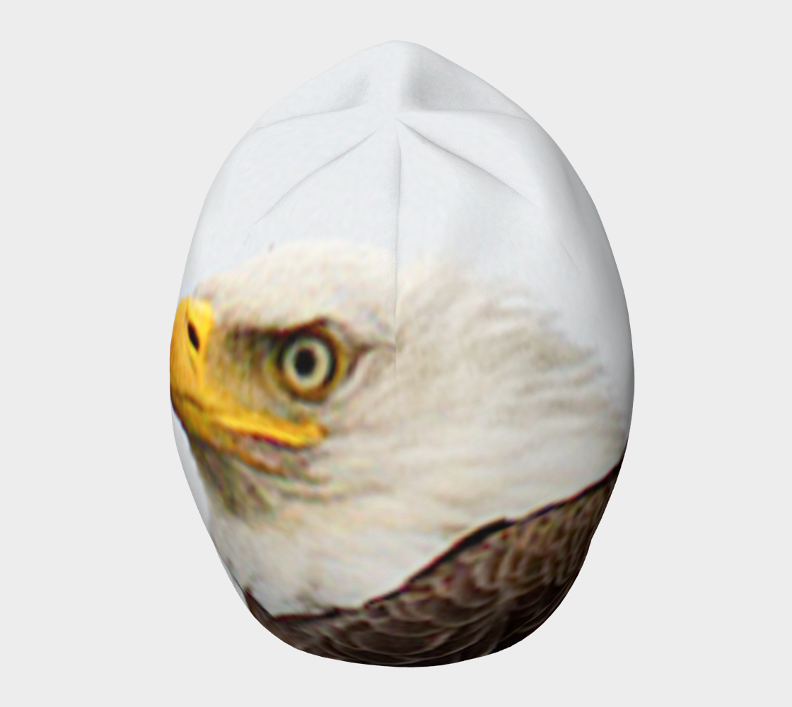 Hat  with an eagle's face printed on it against a white background