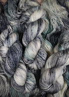 Speckled gray cashmere blend hand dyed yarn.