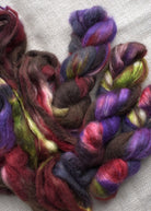 Hand dyed lace mohair yarn colour Black Cherry