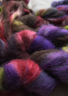 Hand dyed lace mohair yarn colour Black Cherry