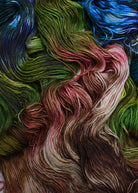 Green pink blue wool yarn hand dyed.