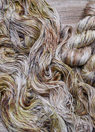 Brown gray gold speckled hand dyed silk linen yarn.