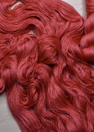 Red lace yarn hand dyed alpaca and tencel blend.