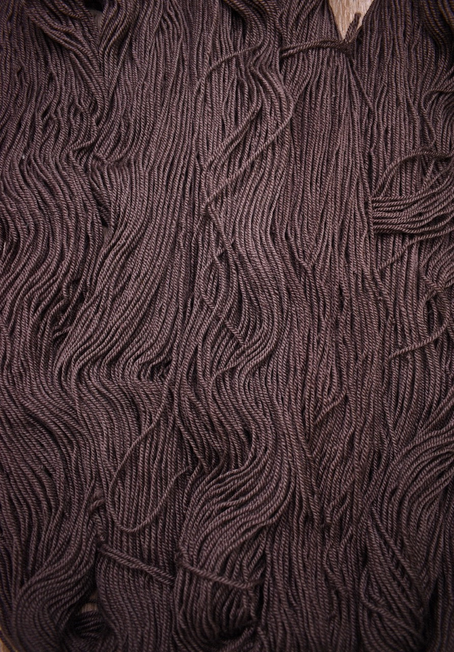 Hand dyed brown wool yarn.