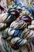 Colourful speckled hand dyed merino wool yarn bulky weight.