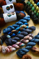 Hand dyed yarn kit hand knitting shawl pattern mohair and mini skeins.